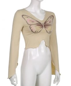 Own Saviour New In Butterfly Raw Hem Crop