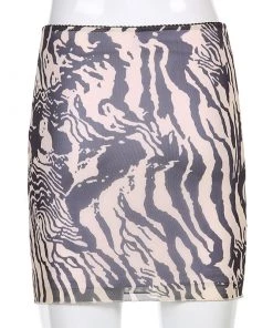 Own Saviour Brown Tiger Stripe Mini Skirt