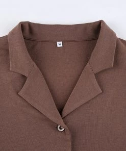 Own Saviour Tees + Tops Brown Crop Shirt