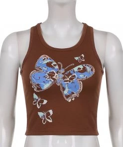 Own Saviour Brown Butterfly Tank Crop
