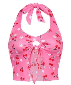 Own Saviour New In Pink Cherry Halter Crop