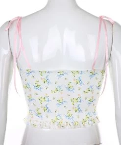 Own Saviour Floral Tie Cami Crop Tees + Tops