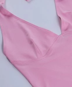 Own Saviour Pink Tie Halter Crop Tees + Tops