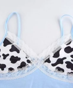 Own Saviour Cow Frill Cami Crop Tees + Tops