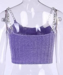 Own Saviour Purple Butterfly Knit Chain Crop