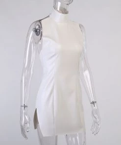 Own Saviour White Faux Leather Mini Dress Dresses + Sets