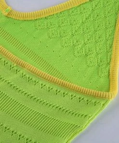 Own Saviour New In Neon Green Crochet Mini Dress