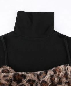 Own Saviour Leopard Faux Fur Turtleneck Top