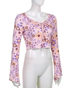 Own Saviour Floral Flare Sleeve Crop New In