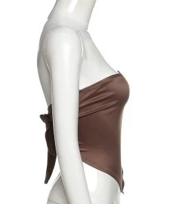 Own Saviour Brown Point Backless Top Tees + Tops