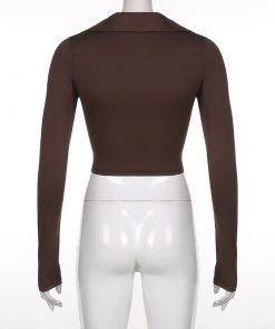 Own Saviour Brown Ruched Shirt Crop New In