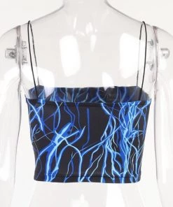 Own Saviour Blue Lightning Cami Crop Tees + Tops