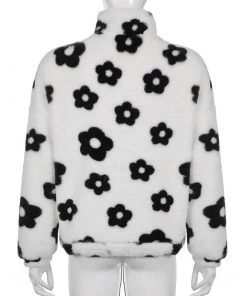 Own Saviour Flower Fuzzy Zip Up Sweatshirt New In