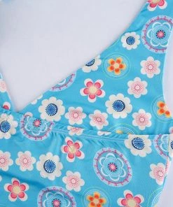 Own Saviour Blue Retro Floral Halter Dress