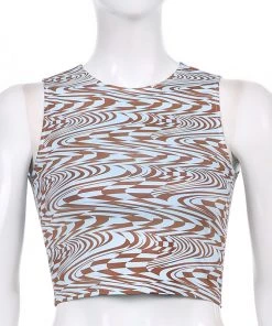 Own Saviour New In Brown Swirl Checkerboard Crop