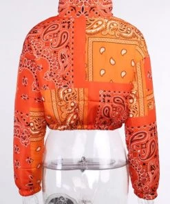 Own Saviour Jackets Orange Paisley Bandana Puffer Jacket
