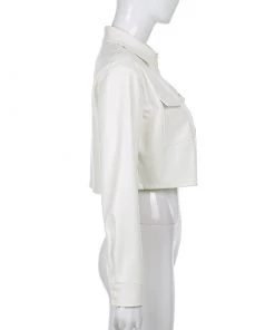 Own Saviour Tees + Tops Black/White Faux Leather Shirt Jacket