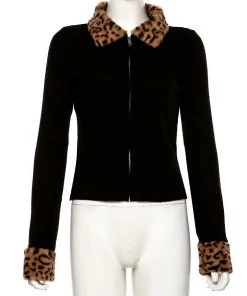 Own Saviour Leopard Cuff Zip Cardi Tees + Tops
