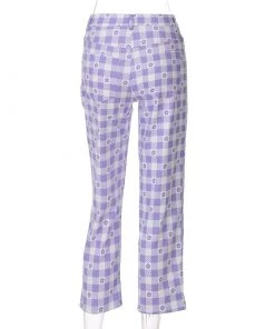 Own Saviour Purple Floral Plaid Pants New In