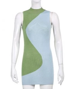 Own Saviour Blue Green Splice Yin Dress New In