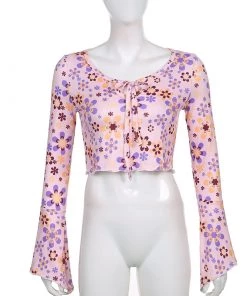 Own Saviour Floral Flare Sleeve Crop New In