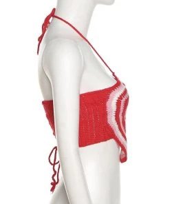 Own Saviour Tees + Tops Red Heart Crochet Halter Crop