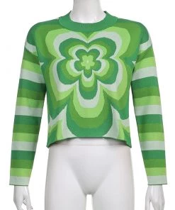 Own Saviour Green Flower Sweater