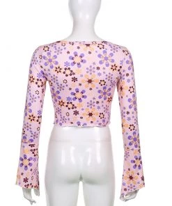 Own Saviour Floral Flare Sleeve Crop New In