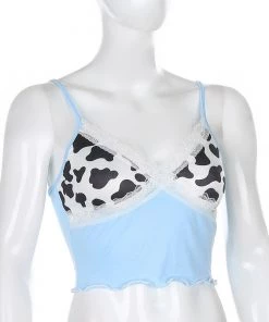 Own Saviour Cow Frill Cami Crop Tees + Tops