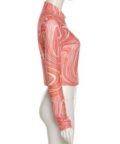 Own Saviour Orange Swirl Mesh Shirt New In