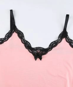 Own Saviour Pink Lace Trim Mini Dress Dresses + Sets