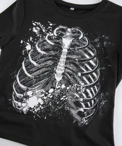 Own Saviour Black Ribcage Crop Tees + Tops