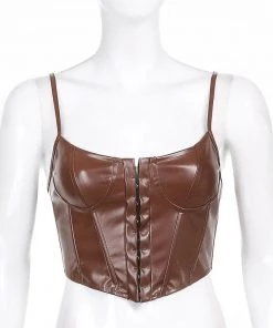 Own Saviour B/B/W Faux Leather Corset Cami