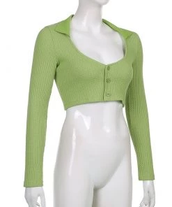 Own Saviour Green Button Crop New In