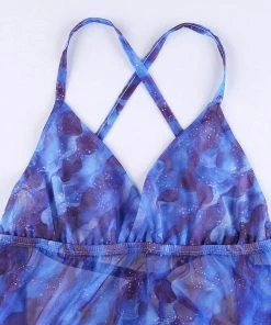 Own Saviour Tees + Tops Blue Backless Swirl Crop