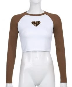 Own Saviour Tees + Tops Leopard Heart Raglan Crop