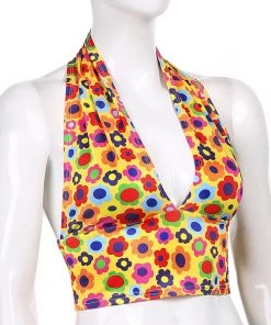 Own Saviour Rainbow Floral Halter Crop New In