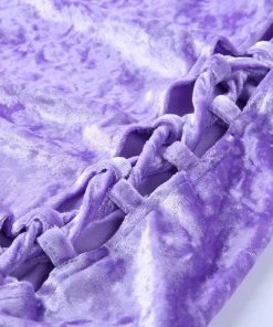 Own Saviour Purple Velvet Strapless Mini Dress