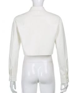 Own Saviour Tees + Tops Black/White Faux Leather Shirt Jacket