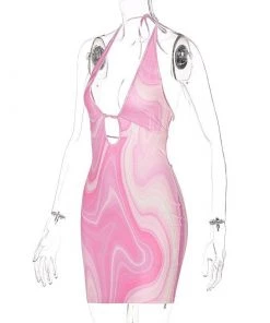 Own Saviour Pink Marble Swirl Halter Dress New In