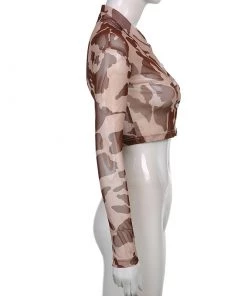 Own Saviour Brown Cow Mesh Crop Shirt