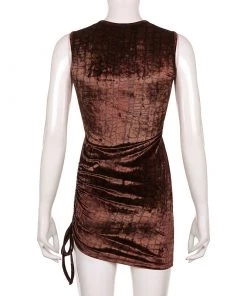 Own Saviour New In Brown Croc Velvet Mini Dress