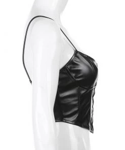 Own Saviour B/B/W Faux Leather Corset Cami