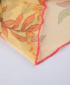 Own Saviour Floral Criss Halter Mesh Crop Tees + Tops