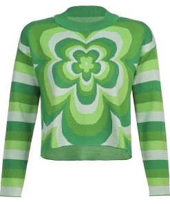 Own Saviour Green Flower Sweater