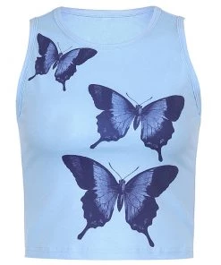 Own Saviour Blue Butterfly Tank Crop New In