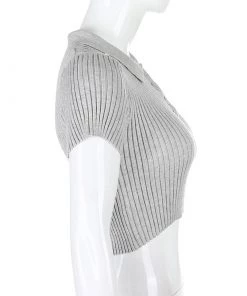 Own Saviour Tees + Tops Ribbed Button Crop