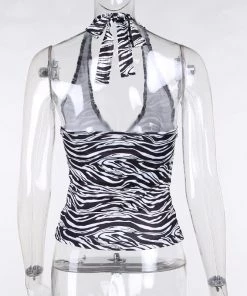 Own Saviour Zebra/Stripe Halter Crop