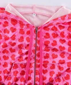 Own Saviour Pink Heart Velvet Hoodie