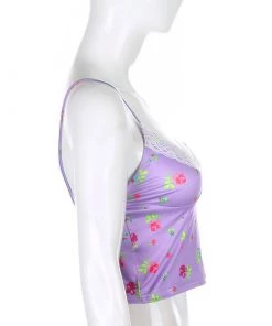 Own Saviour Purple Bloom Cami Crop Tees + Tops